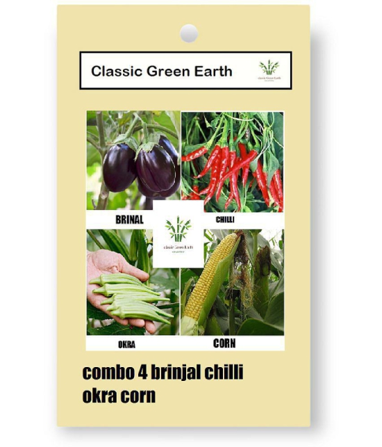 CLASSIC GREEN EARTH - Vegetable Seeds ( BRINAL CHILLI OKRA CORN SEEDS 100 )