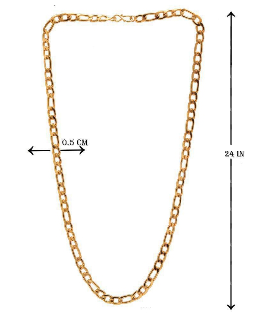 Jewar Manid Chain Link Gold Plated Brass & Copper Sachin Chain Daily Use Jewelry For Men & Boys 8234 - Golden