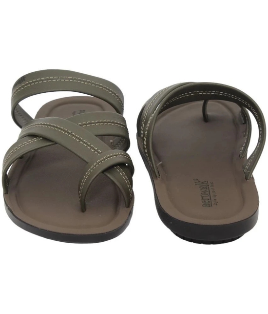 Aerowalk - Olive Mens Leather Slipper - None