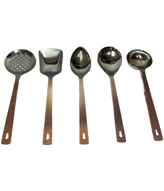 Dynore - Copper Stainless Steel Serving Spoon ( Pack of 5 ) - Copper