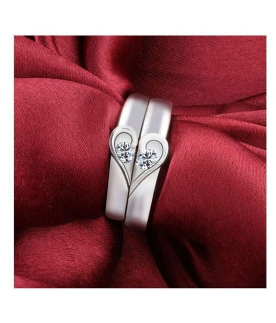 Silver Shine Silver Plated Solitaire Adjustable Couple ring for Men and Women,Couple ring for Girls and Boys-2 pieces - None