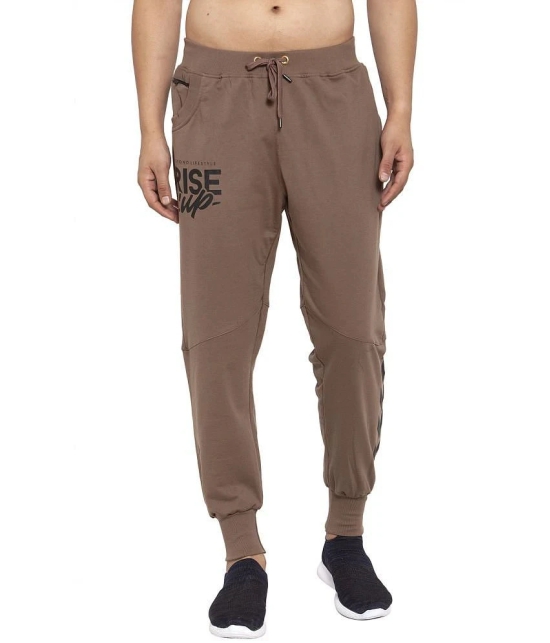 Uzarus Brown Cotton Plain Joggers - None