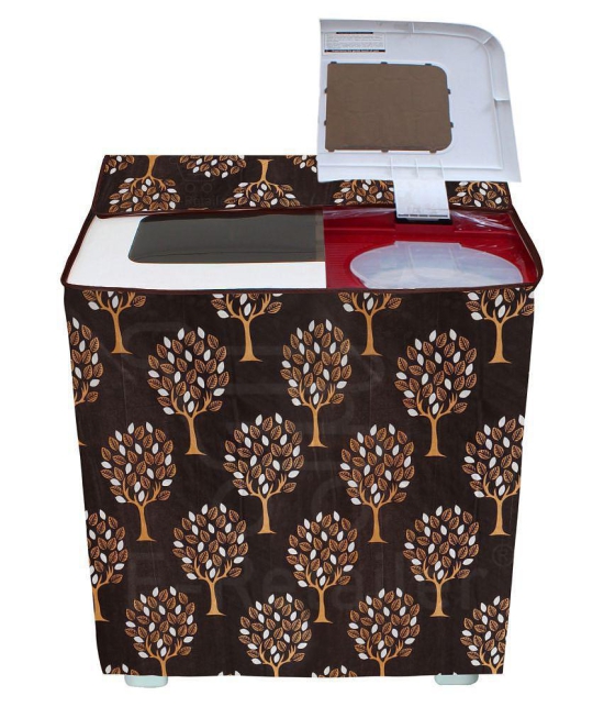 E-Retailer Single Polyester Brown Washing Machine Cover for Universal 8 kg Semi-Automatic - Brown