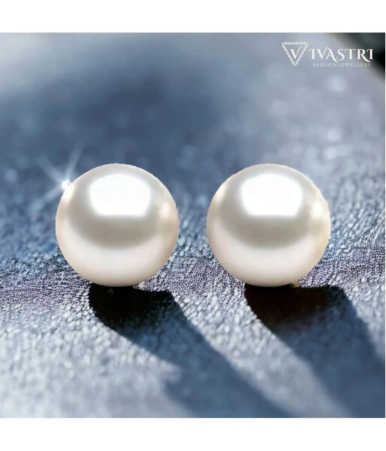 VIVASTRI White Stud Earrings ( Pack of 1 ) - White