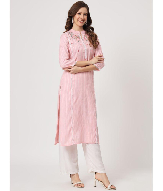 AMIRA'S INDIAN ETHNICWEAR - Pink Viscose Women's Straight Kurti ( Pack of 1 ) - None