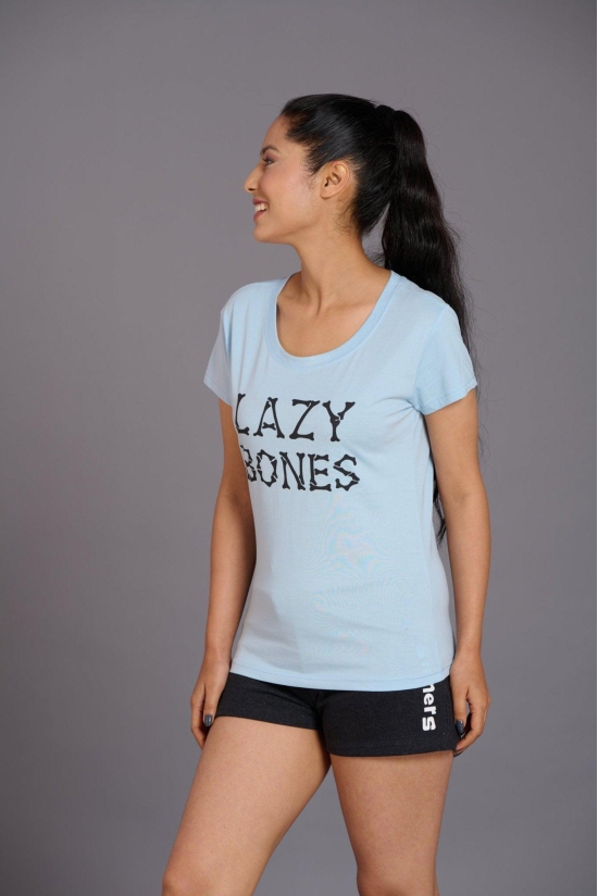 Lazy Bones Sky Blue T-Shirt for Women