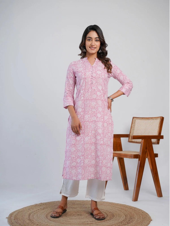 Dobby Straight Kurta Pink-XL