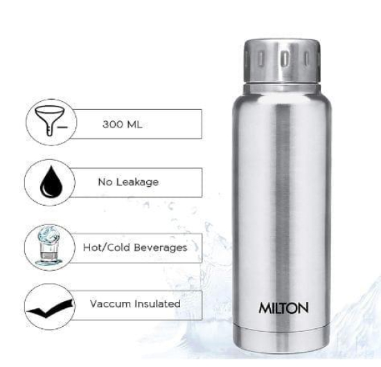 MILTON Thermosteel Elfin 24 Hour Hot and Cold water bottle  (Steel Plain, Silver)