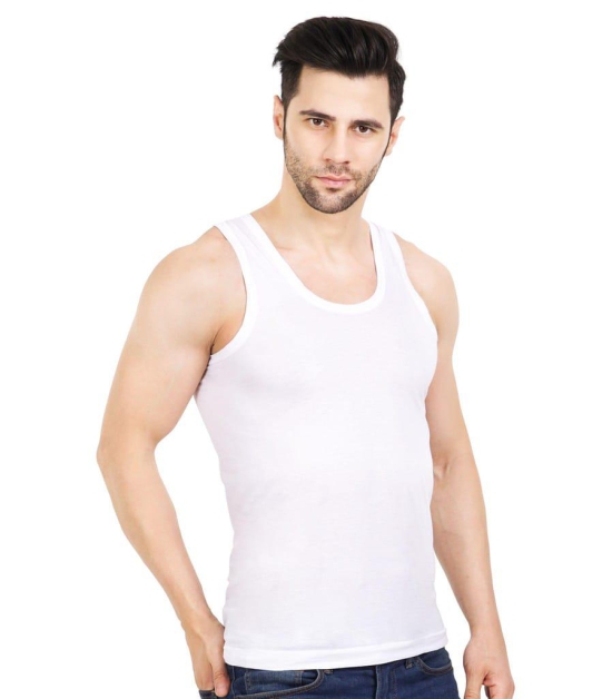 NRG Mens Sleeveless White Cotton Vest  ( Pack of 1 RN Vest ) G21