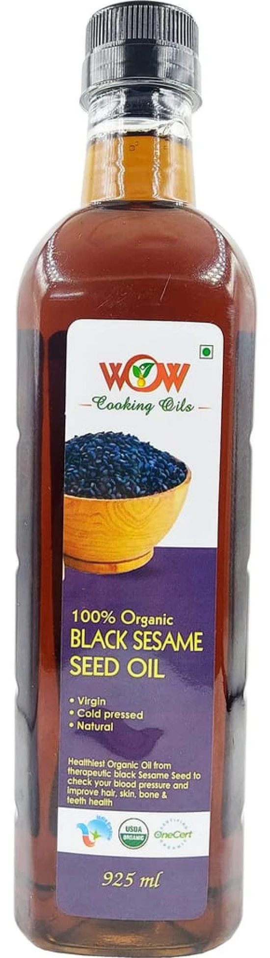 WOW Cooking Oils Certified Organic Virgin Cold Pressed Black Sesame Seed Cooking Oil (925 Ml x 3) with Free ( 55 x 2 Varieties ) GMS Raw Honey