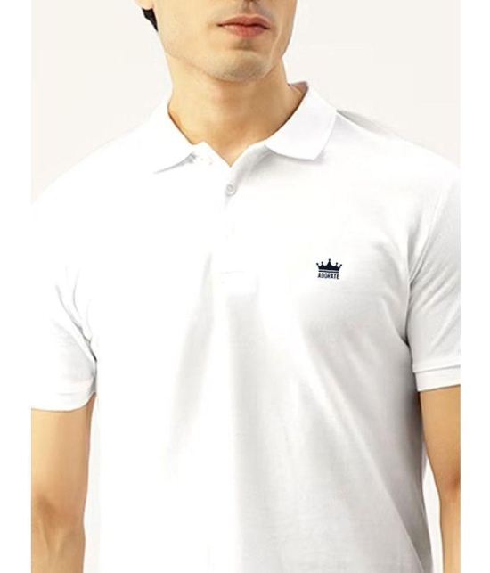 ADORATE Cotton Blend Regular Fit Solid Half Sleeves Mens Polo T Shirt - White ( Pack of 1 ) - None