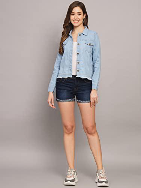 FUNDAY FASHION Women's Full Sleeve Solid Denim Jacket