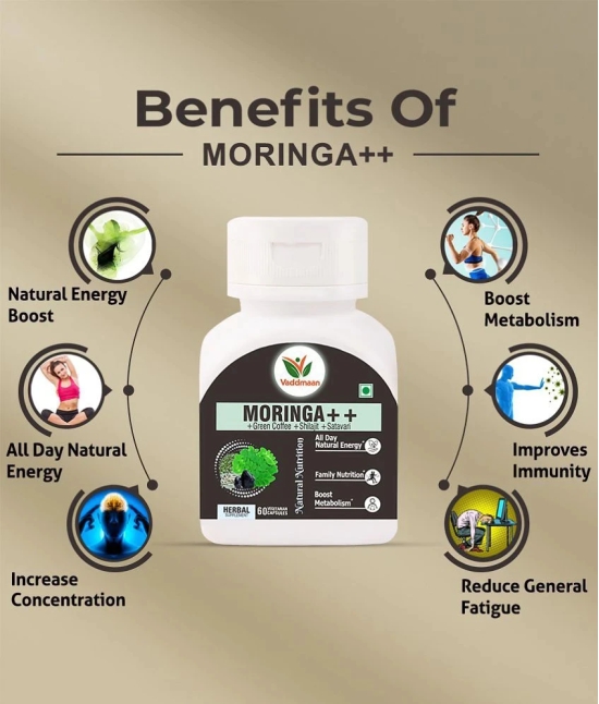 Vaddmaan Moringa ++ With Shilajit, Satavari, Green Coffee Bean Extract, For Natural Energy - 60 Veg Cap