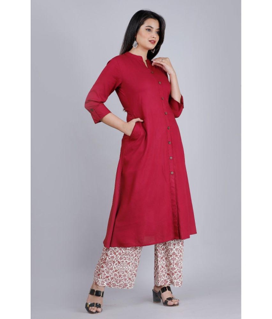 MAUKA - Maroon Front Slit Rayon Women's Stitched Salwar Suit ( Pack of 1 ) - None