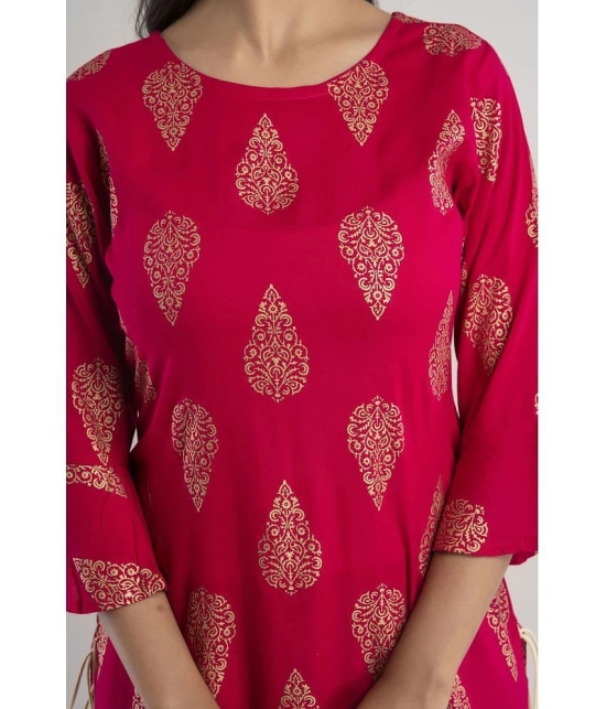 MAUKA - Red Rayon Womens Straight Kurti ( Pack of 1 ) - None