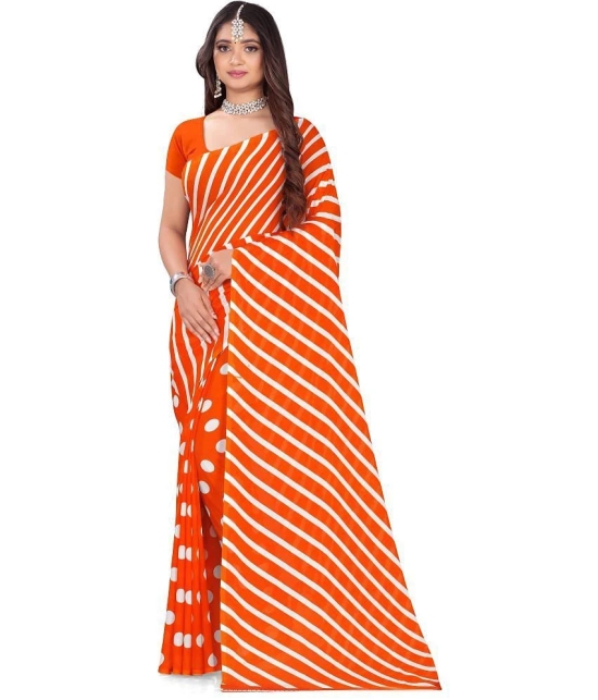 LEELAVATI - Orange Georgette Saree With Blouse Piece ( Pack of 1 ) - Orange