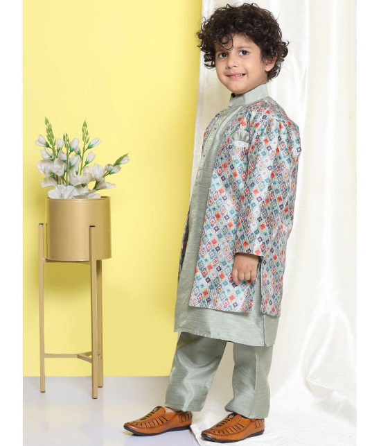 AJ Dezines - Pistachio Silk Blend Boys Sherwani ( Pack of 1 ) - None