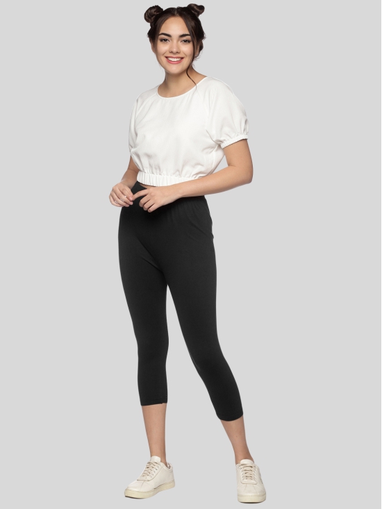 Women Stretchable Legging Capri Nyc491-XL / Black