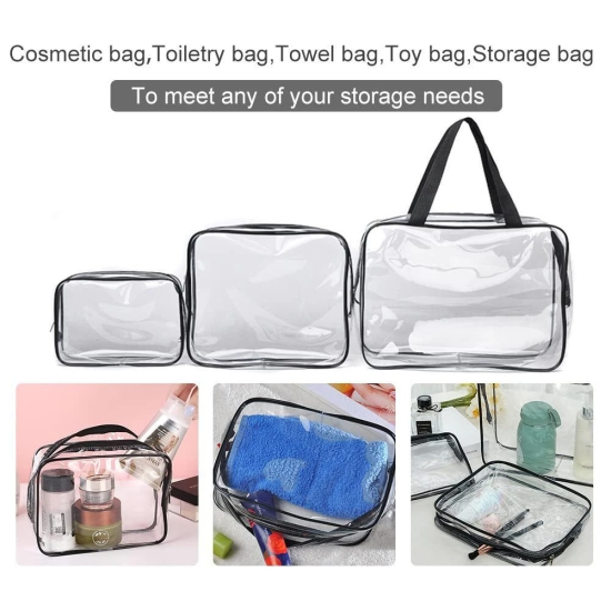 Wash bag Transparent 3 pcs Wash Bag Travel Toiletry BagMakeup Pouch Bag Travel Transparent Toiletry Waterproof Zipper Wash Bag Household Grooming Kit Portable Organizer Case Carry Pouch