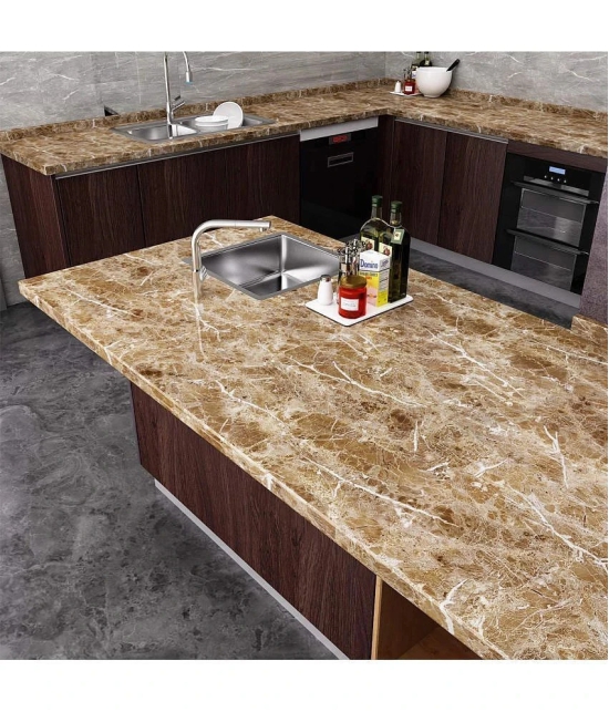 GEEO - Light Brown Marble Design for Kitchen wallpaper, Wallpaper ( 60 x 200 ) cm ( Pack of 1 )