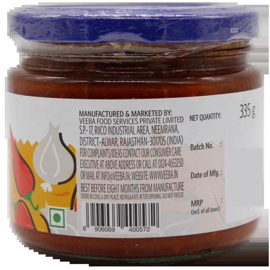 Veeba Dip - Garlic Chilli Spread, 335 G Pet Jar