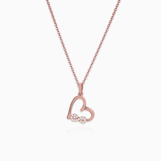 Rose Gold Infinity Heart Pendant with Link Chain