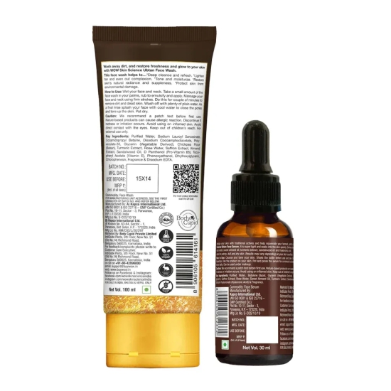 Ubtan Face Wash + Ubtan Face Serum - Helps Cleanse and Anti-Tanning, Rejuvenating Serum