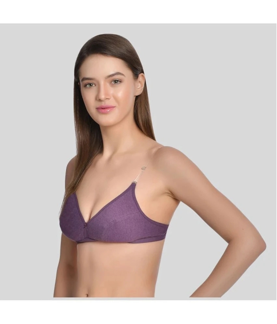 AIMLY - Multicolor Cotton Blend Non Padded Womens T-Shirt Bra ( Pack of 2 ) - None