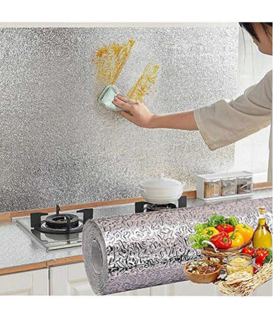 Gatih - Heat Resistant Oil-Proof Aluminum Foil Self Adhsve Wallpaper ( 40 x 300 ) cm ( Pack of 1 )