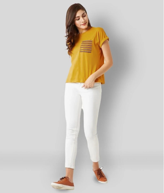 Miss Chase Cotton Yellow T-Shirts - XS