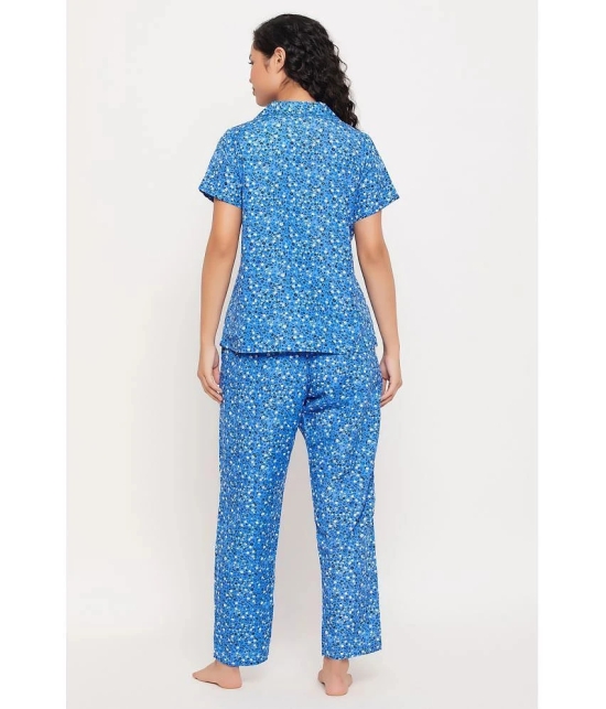 Clovia Blue Rayon Womens Nightwear Nightsuit Sets ( Pack of 2 ) - None