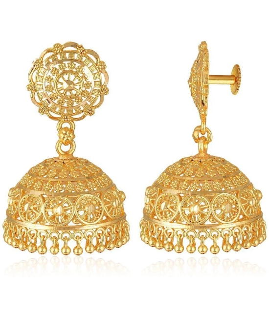 VIVASTRI Golden Jhumki Earrings ( Pack of 1 ) - Golden