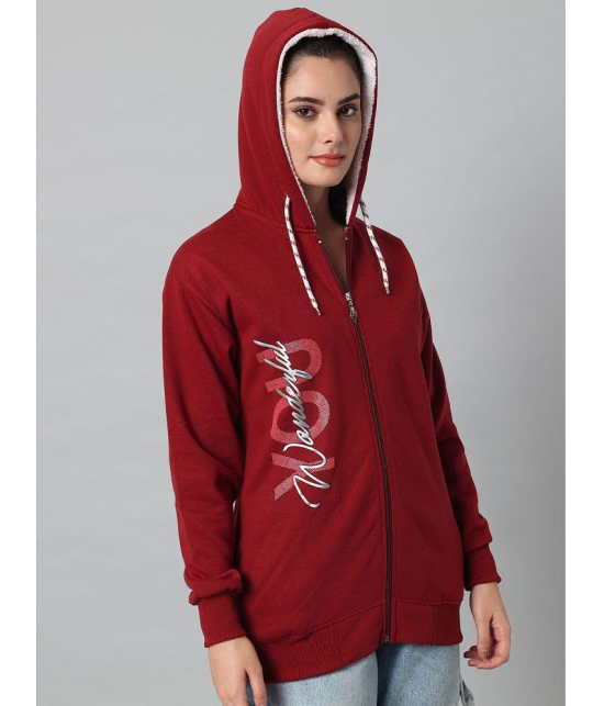 eWools.in Cotton Blend Women''s Hooded Sweatshirt ( Maroon ) - None