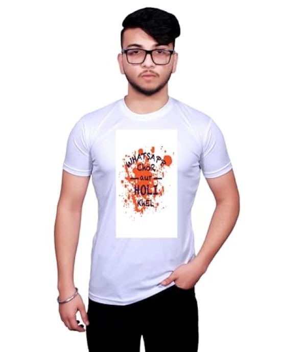 NITYANAND CREATIONS Round Neck White Holi T-Shirt for Men-Holi-T-Shirt