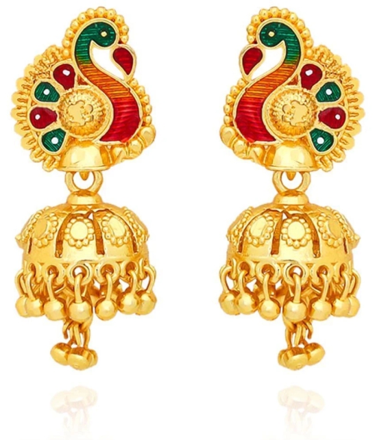 LUV FASHION Golden Jhumki Earrings ( Pack of 1 ) - Golden