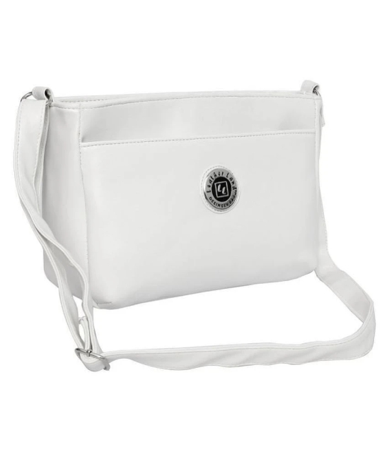 Leather Land - White Artificial Leather Sling Bag - White