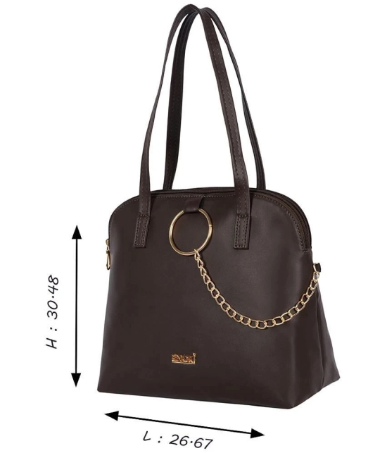 Enoki - Brown Faux Leather Shoulder Bag - Brown