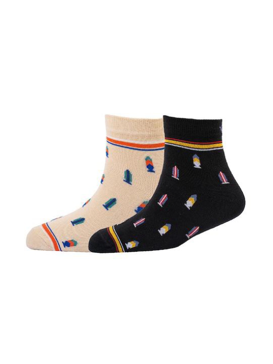 Men Pack Of 2 Patterned Cotton Ankle Length Socks