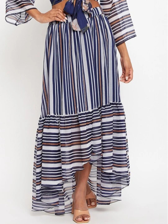 Striped Flared Maxi Skirt