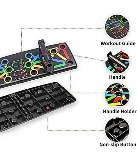 Foldable Push-Up Board 14 in 1 Multi-Function Pushup Bracket Rack Dips Stand Body Building Fitness Exercise Tools for Men/Women Home Gym Chest Triceps Shoulder Back Muscle Carbon Fiber, Pack