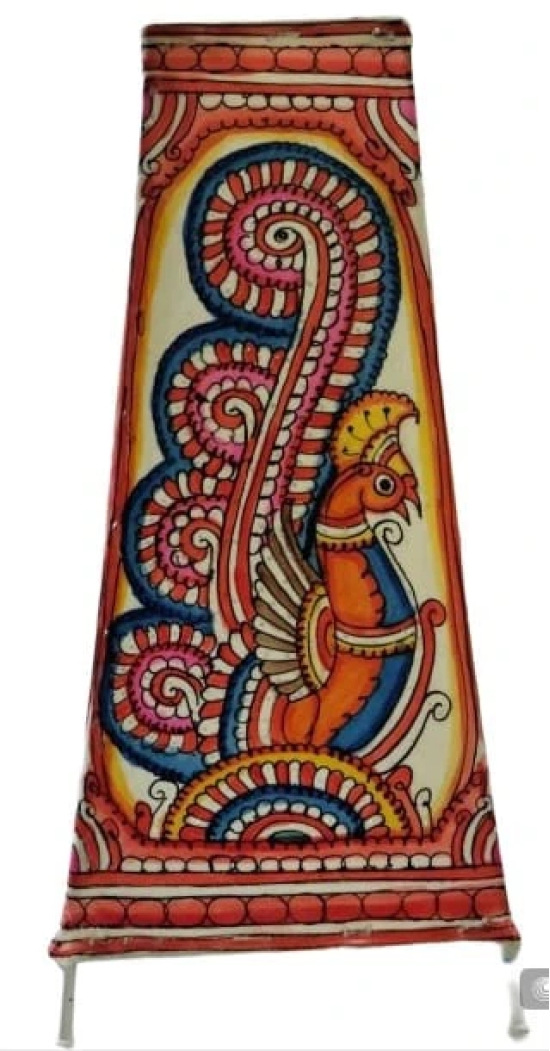 Peacock and Floral Hand Painted Leather Lantern