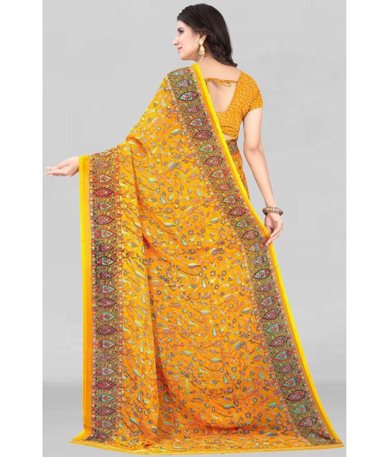 LEELAVATI - Yellow Georgette Saree With Blouse Piece ( Pack of 1 ) - Yellow