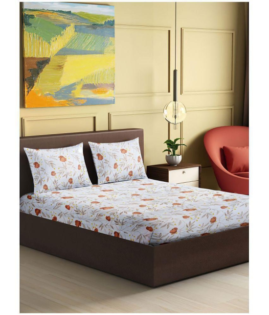 Abhikram - Brown Cotton Single Bedsheet with 2 Pillow Covers - Brown