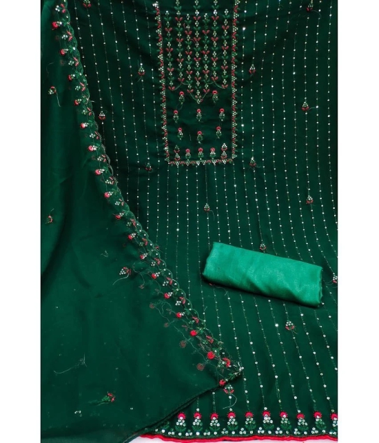 Apnisha Unstitched Georgette Embellished Dress Material - Green ( Pack of 1 ) - Green