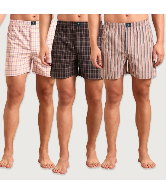 Joven Multicolor Boxer Shorts Cotton Men's Boxer- ( Pack of 3 ) - None