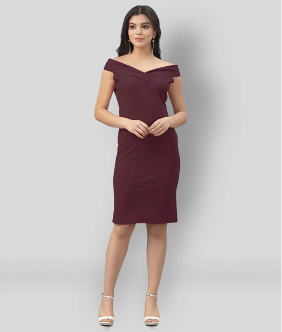 Selvia - Maroon Cotton Blend Womens Bodycon Dress ( Pack of 1 ) - None