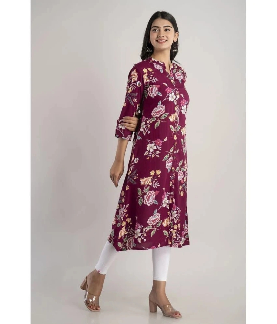 MAUKA - Purple Rayon Womens Front Slit Kurti ( Pack of 1 ) - None