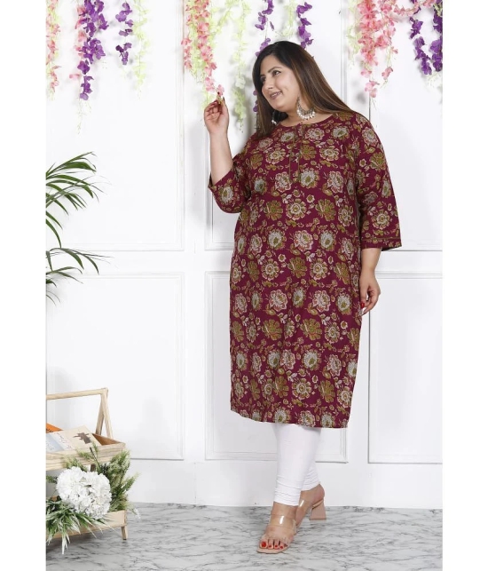 Swasti Cotton Printed Straight Womens Kurti - Maroon ( Pack of 1 ) - None