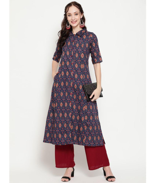 Antaran - Blue Cotton Womens Straight Kurti ( Pack of 1 ) - None