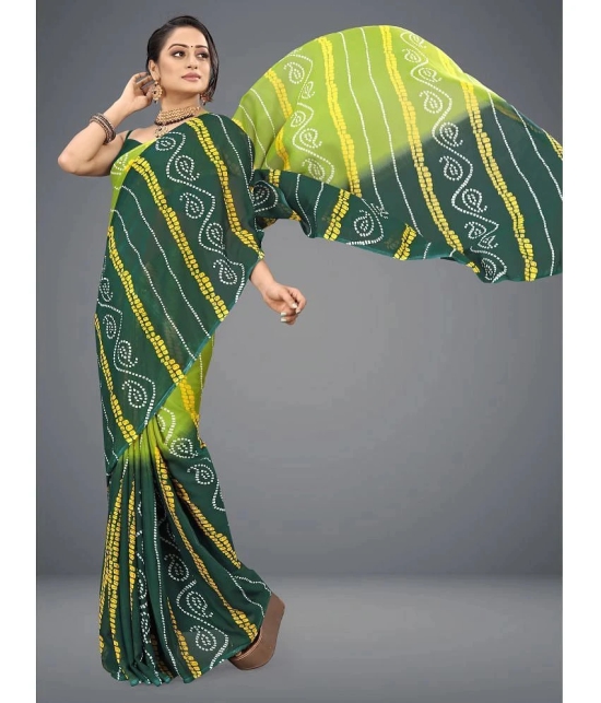 ANAND SAREES - Green Georgette Saree Without Blouse Piece ( Pack of 1 ) - Green